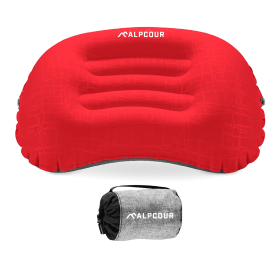 Alpcour Inflatable Camping Pillow (Color: Coral Red)